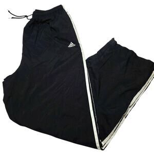 Vintage Adidas Track Pants Men’s XL Lined Windbreaker Black Y2k Striped